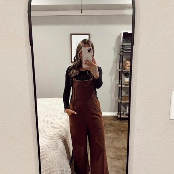 Women Corduroy Overalls Winter Fall Casual Loose Sleeveless Adjustable Strap Wid - Picture 9 of 9